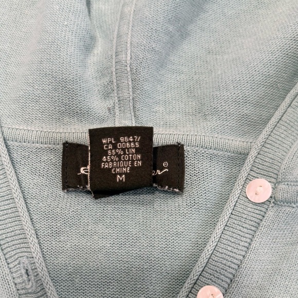 Eddie Bauer Linen Cotton Henley Hoodie Women’s Medium Light Aqua Long Sleeve - Picture 4 of 4